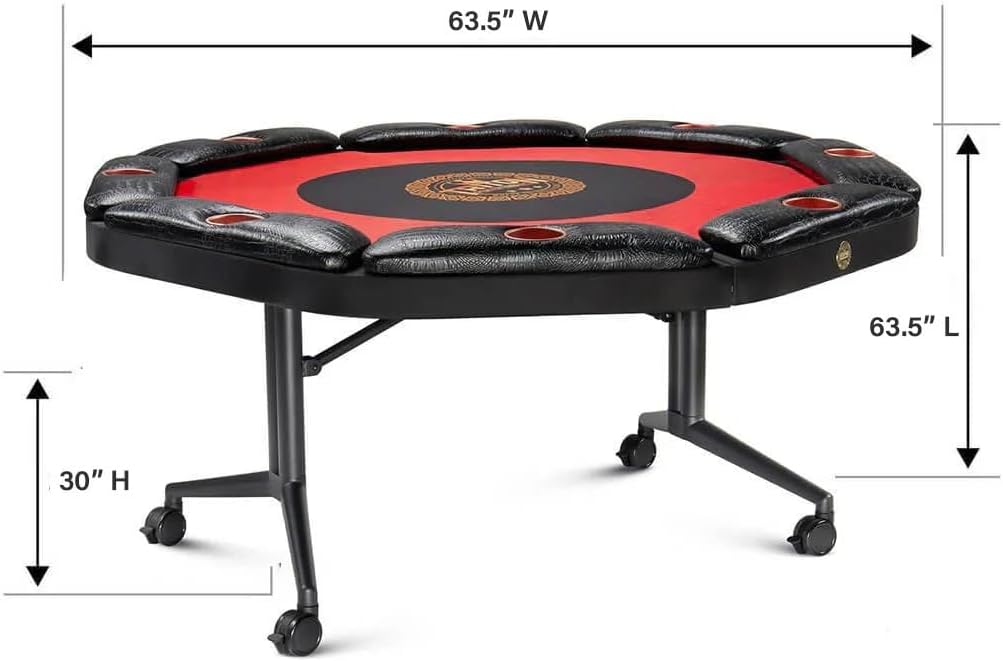 Triton Foldable Poker Table with 8 Chairs - Premium Soft-Padded Armrest, Individual Cup Holders, Portable Mat- Crafted with Durable Materials, Long-Lasting Poker Table for 8 Players