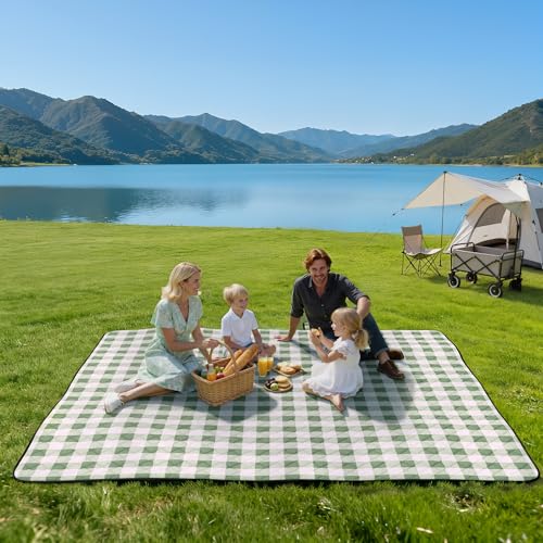 TigeJoy Extra Large Picnic Blanket Waterproof Foldable 80''x80'', Outdoor Picnic Mat Beach Blanket Sandproof for Park, Gra...