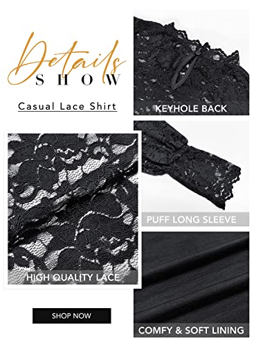 DOROSE Womens Tops and Blouses Dressy Casual Lace Floral Long Sleeve Shirts