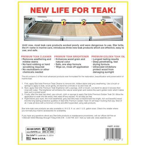 STAR BRITE 32 Ounce Teak Kit + Extra Cleaner - Restore Decks, Patio, Outdoor Furniture, Boats & All Fine Wood - Marine Grade Teak Cleaner, Brightener & Golden Teak Oil Finish + Extra 32 OZ Cleaner
