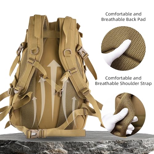 aiGear Tactical Backpack for Men, 25L Military Backpack, 3-Day Bug Out Bag for Camping Hiking Hunting with Molle System Ar...