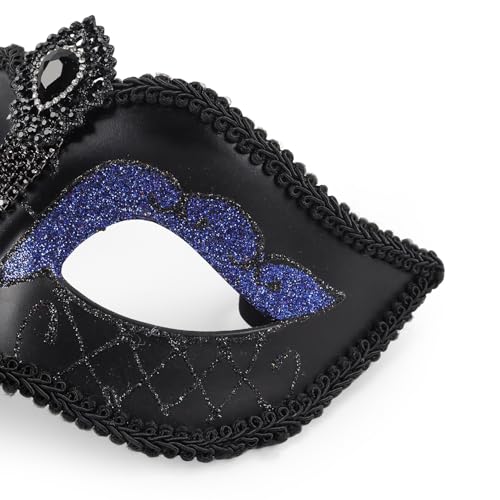 Comott elegant black feather masquerade ball mask for women and men - perfect couple accessory for masquerade Halloween