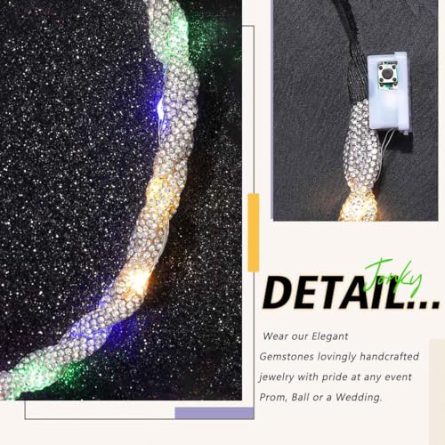 JONKY Light Up Headband Silver Rhinestone Headpiece Costume Rave Hair Accessories for Women (Silver)