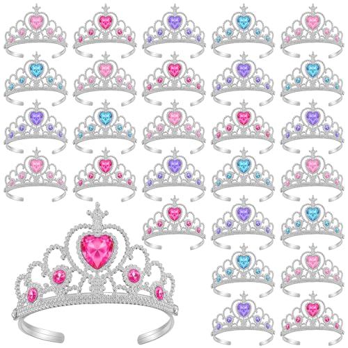 MAQUITA 24 Pcs Tiaras Crown Set, Princess Crown Party Favors, Princess Dress Up Tiaras for Birthday Girl Cosplay Accessori...