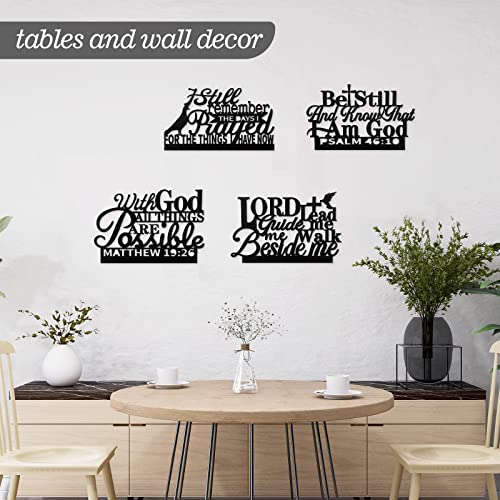 Geetery 4 Pcs Inspirational Centerpiece Table Decorations Blessed Wooden Signs Religious Table Decor with God Possible Bib...