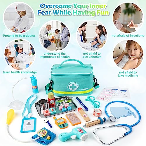Sundaymot Doctor Kit for Kids, 34 Pcs Pretend Playset for Toddlers, Doctor kit for Toddlers 3-5, with Medical Bag, Stethos...