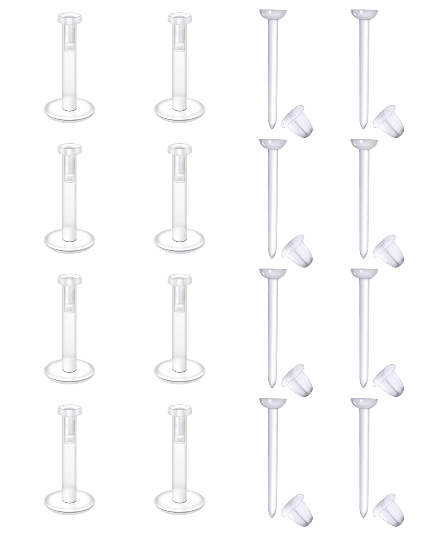 MODRSA 16g 20g Clear Cartilage Earrings Stud Plastic Earrings Lip Rings Push on Plastic Medusa Labret Piercing Retainer Flat Lab