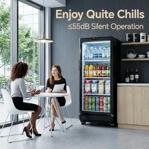 Vivacool 6 Cu.Ft Commercial Refrigerator, Beverage Refrigerator Cooler with Glass Door, Lock & Adjustable Shelves, Quiet F...