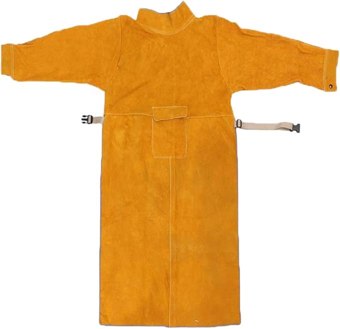 Leather Welding Apron with Sleeves,Heavy Duty Welding Jacket,Heat Flame Resistant Welder Apron for Men