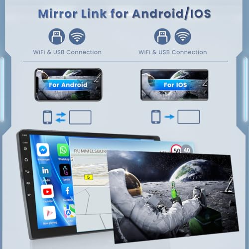 5GHz WiFi 2+64G Android Car Radio for 2006-2012 Toyota RAV4, 10.1'' Touchscreen Bluetooth Radio with Wireless CarPlay Andr...