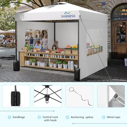 10X10 Pop Up Canopy Tent with 3 Sidewalls,Easy Up Canopy,Commercial Instant Shelter,Heavy Duty One Person Set Up Event Ten...