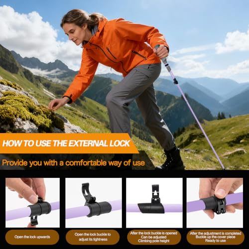 Yourjoy Hiking Trekking Poles, Macaron Colors 2 Pack Anti Shock, Adjustable, Collapsible Hiking Poles for Trekking or Walk...