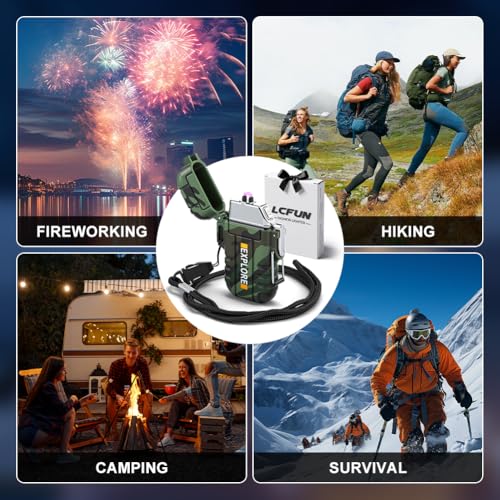 LcFun Electric Lighter USB C Rechargeable Plasma Lighter Windproof Flameless Arc Lighters, Waterproof Matches for Camping ...