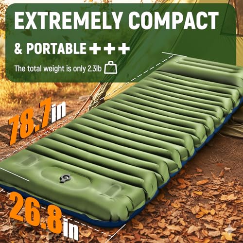 Myxslop Camping Sleeping Pad, Thick 5 Inch Camping Mat with Pillow Built-in Foot Pump Ultralight Inflatable Sleeping Pads ...