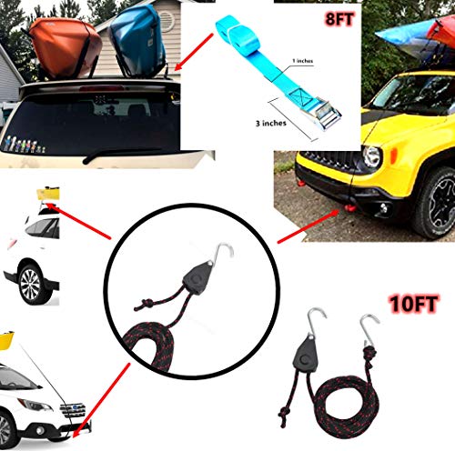 2 Pairs Heavy Duty Kayak Rack-Includes 4 Pcs Ratchet Tie-Mount on Car Roof Top Crossbar-Easy to Carry Kayak Canoe Boat Sur...
