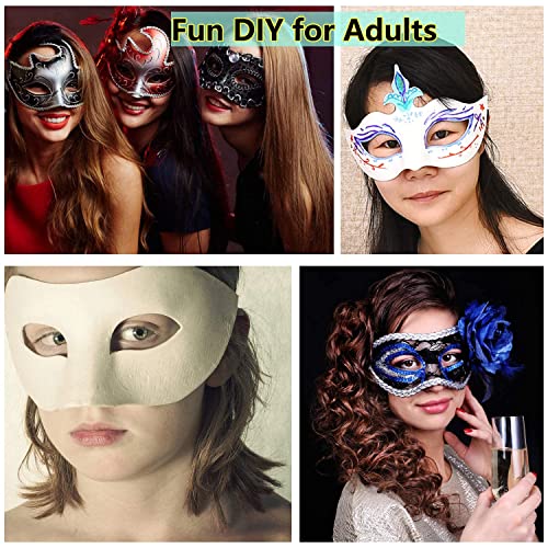 Timtop 14 PCS DIY White Masks Paper Half Face Masquerade Masks Craft Mardi Gras Mask Paintable Blank Halloween Party Mask