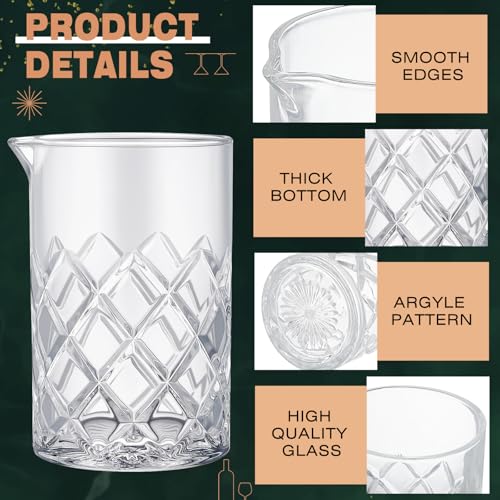 Mifoci 7 Pcs Gold Glass Cocktail Shaker Set Bartender gift set with 14oz Shaker 24oz Cocktail Mixing Glass Measuring Jigge...