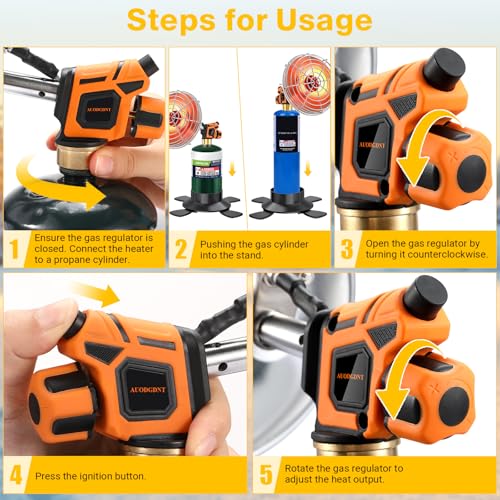 Portable Propane Heater for Camping,Small Outdoor Patio Garage Heater,Self-Ignition,with Foldable Gas Cylinder Holder for ...