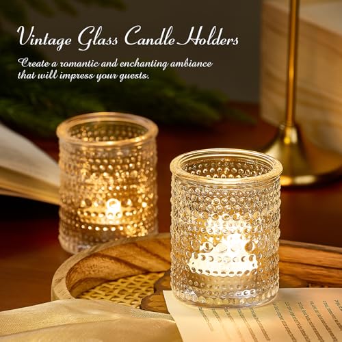 24 Pack Clear Glass Votive Candle Holders, Vintage Candle Holder for Floating Candle, Tealight Candle Holder for Table Cen...