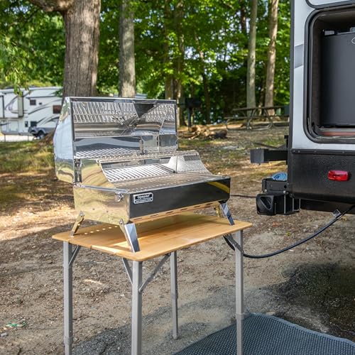 Camco Bamboo Folding Camping Table with Aluminum Legs - Natural Bamboo Top Measures 25 ½ x 19 ¾-inches & Supports Up to 85...