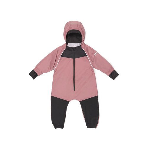 Stonz Rain Suit - Toddler & Kid One Piece Outdoor Coverall with Hood - Waterproof Kid Clothes with Reflective Seams Heather Grey