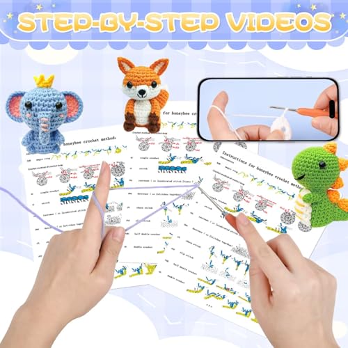OLHKYN 6Pcs Crochet Kit for Beginners, 2025 DIY Craft for Adults and Kids, Great Gift for Crochet Lovers, Crocheting Anima...