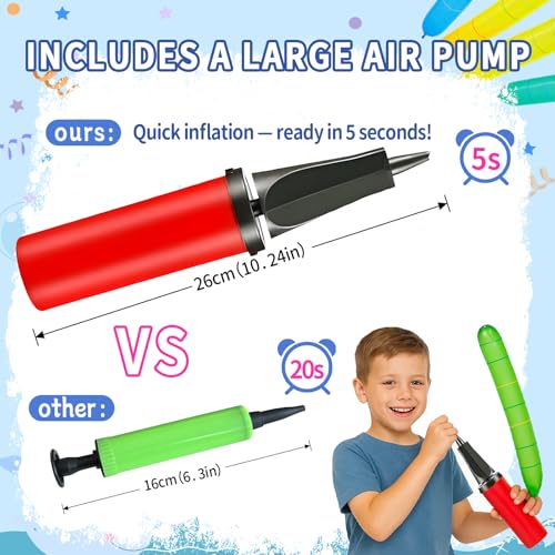 Rocket Balloons with 2 Pumps – 100pcs Whistling Flying Rockets + 5 Helicopter Balloon Toys, Screaming Air Rocket Set for K...