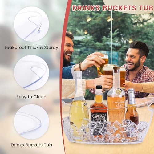 2-Pack Clear Ice Bucket Set – Beverage Tub & Champagne Bucket,Perfect for Mimosa Bar Supplies,Ice Buckets for Parties,and ...