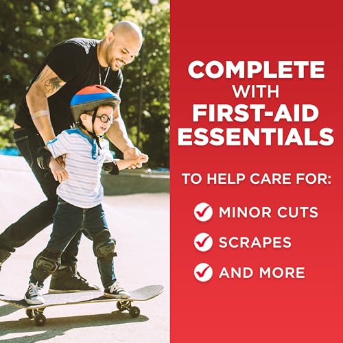 All-Purpose Portable Compact First Aid Kit for Minor Cuts, Scrapes, Sprains & Burns, Perfect for Home, Car, Travel, Campin...