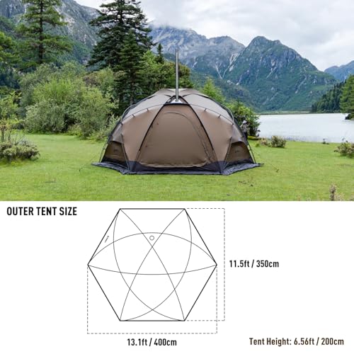 Camping Hot Tent Dome Tent Freestanding Wood Stove Tent, POMOLY Dome X6 4 Season Tent for 2-4 Person Backpacking, Hiking, ...