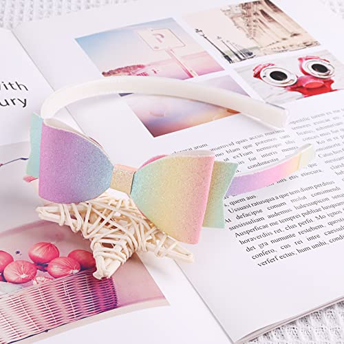 Lizioo 6 Pack Girls Headbands Glitter Kids Hair Accessories Bow/Heart/Star Shaped Sweet Hairband For Toddler/Girls/Teens