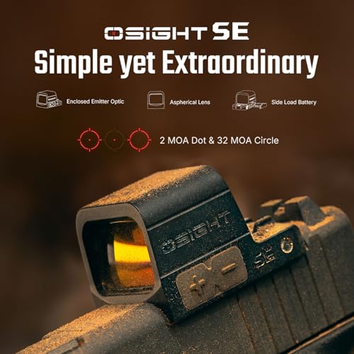 OSIGHT SE Enclosed Micro Red Dot Sight - RMSc/K Footprint Compatible | 2 MOA Dot & 32 MOA Circle Dual Reticle System | Dur...