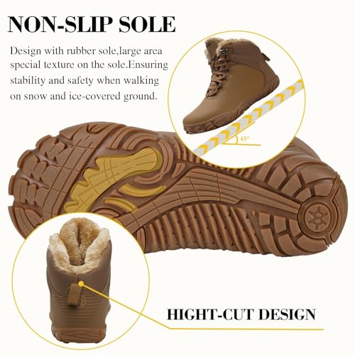 Eagsouni Womens Mens Barefoot Boots | Waterproof Winter Snow Boots | Warm Ankle Booties with Arch Support | Wide Width Hik...