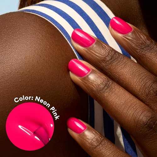 Manucurist Green Neon Pink - Fluorescent Pink Nail Polish - 9-Free, Vegan and Plant-Based - Non Toxic - Made in France - 0.5 fl