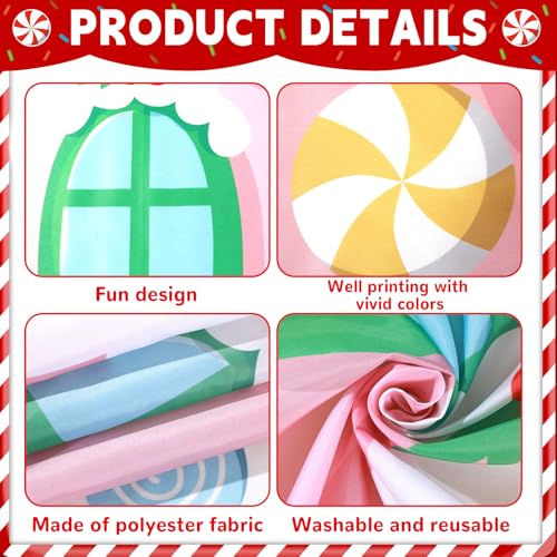 Large Christmas Gingerbread House Photo Booth Props Pink Gingerbread House Birthday Party Supplies Fabric Backdrop Door Ba...