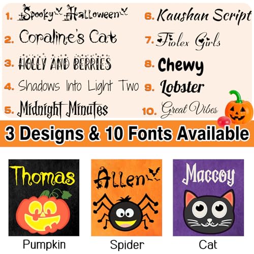 Sastridft Personalized Halloween Basket Custom Trick or Treating Bags with Name Customized Pumpkin Candy Bucket Gift for Boys Girls