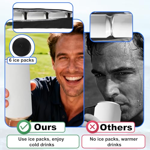 Sinbana Golf Beer Sleeve, 90x8cm/6.5x6.5cm Insulated Beverage Holder for Golf Bags with Ice Template Beer Can Cooler Drink...