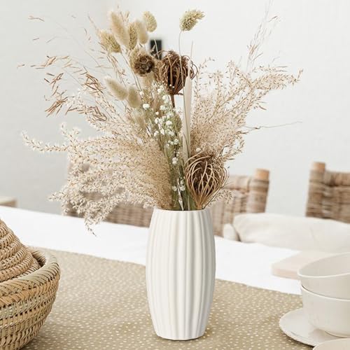 White Vase Set of 12, Small White Bulk Bud Vases for Pampas Grass for Wedding Table Centerpieces Decoration, Modern Boho f...