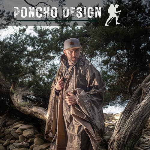 Onewind Lightweight Poncho Shelter, Solitary Shelter Cape Silnylon Emergency Survival Shelter Ultralight Minimalist Shelte...