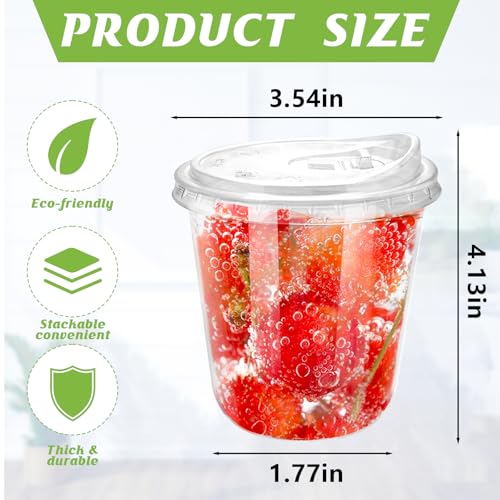 12oz Disposable Stemless Glasses With Strawless Sip Lids,PET Disposable Drinking Cups,Clear Plastic Wine Glasses for Parti...