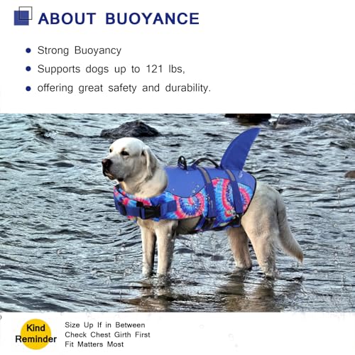 ASENKU Dog Life Jacket - Pet Safety Vest for Swimming & Boating, Shark Life Jacket with Floatation, Dog Lifesavers Swimsui...