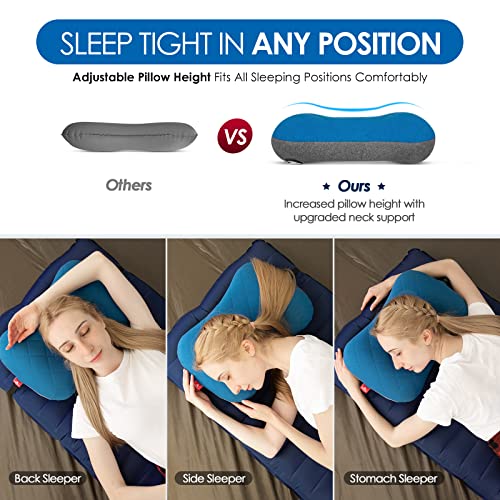Hikenture Camping Pillow with Removable Cover - Ultralight Inflatable Pillow for Neck Lumbar Support - Upgrade Backpacking...