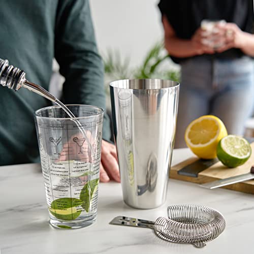 True 3-Piece Barware Set for Mixed Drinks and Cold Brew Cocktails, Includes Cocktail Shaker Tin, Cocktail Mixing Glass wit...