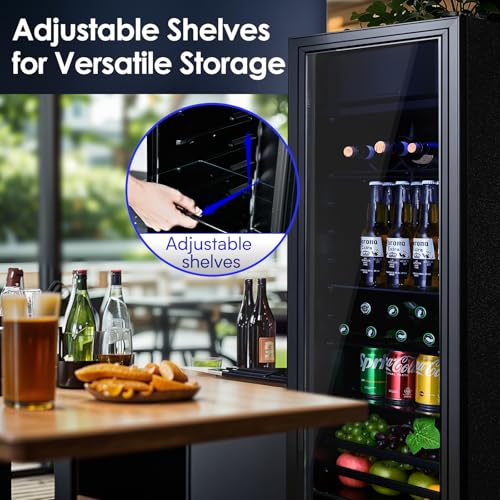 Anypro Beverage Refrigerator Cooler 4.5 Cu.Ft, Mini Fridge with Freeze with Glass Door for Soda Beer or Wine, Small Drink ...