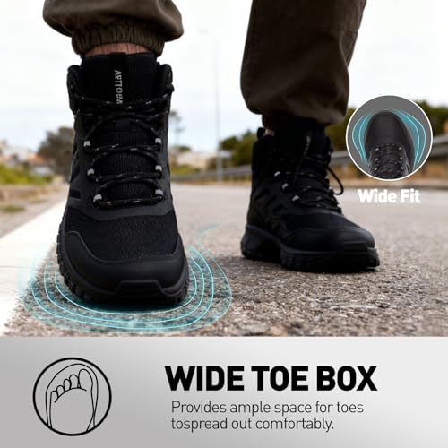 ARTOPEAK Men's Waterproof Hiking Boots with Built-in Gaiters, Ankle High Non-Slip Outdoor Trekking Shoes for Backpacking, ...
