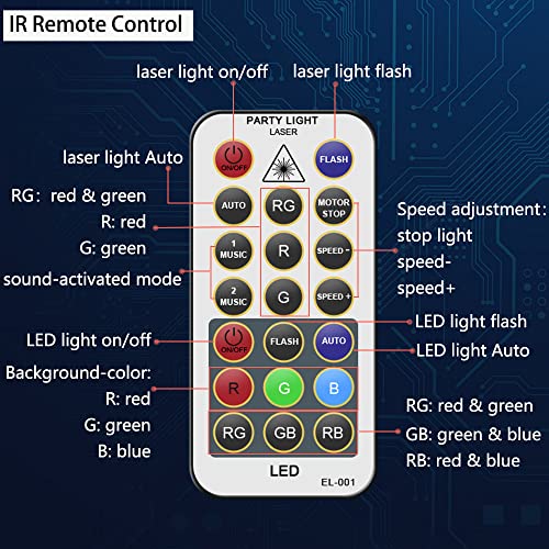 Party Lights Dj Disco Lights, Strobe Stage Light Sound Activated Laser Llights Projector with Remote Control for Parties B...