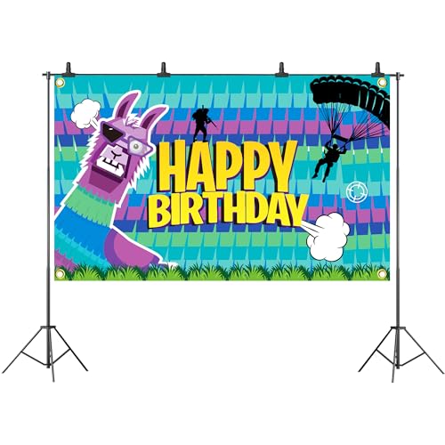 Video Game Themed Birthday Party Backdrop Banner Llama Party Wall Decor for Llama Background Cloth Hanging Supplies Video ...