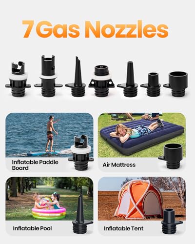 OutdoorMaster 20PSI High Pressure SUP Air Pump Shark - Intelligent Dual Stage Inflation & Auto-Off & Deflation, 12V DC Car...