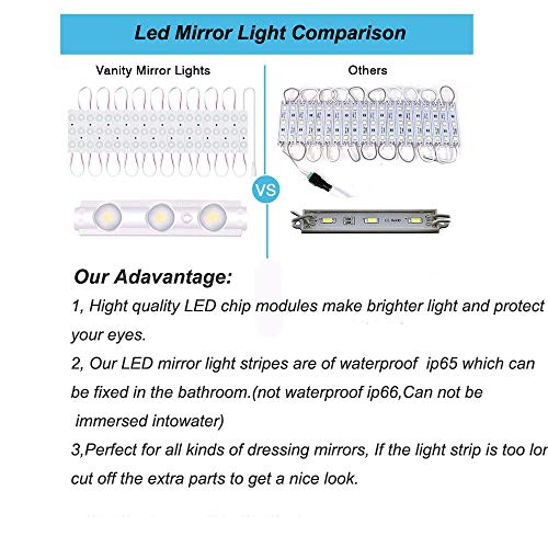 Led Vanity Mirror Lights, Hollywood Style Vanity Make Up Light, 10ft Ultra Bright White LED, Dimmable Touch Control Lights...