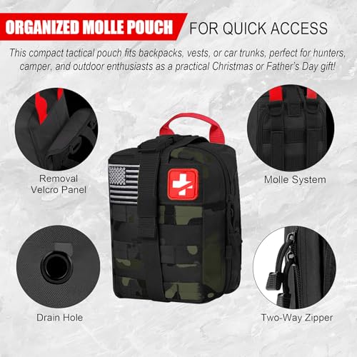 Gifts for Men Christmas 146Pcs Survival Kit First Aid Kit, Emergency Kit with Survival Tools, Medical Supplies for Campin...